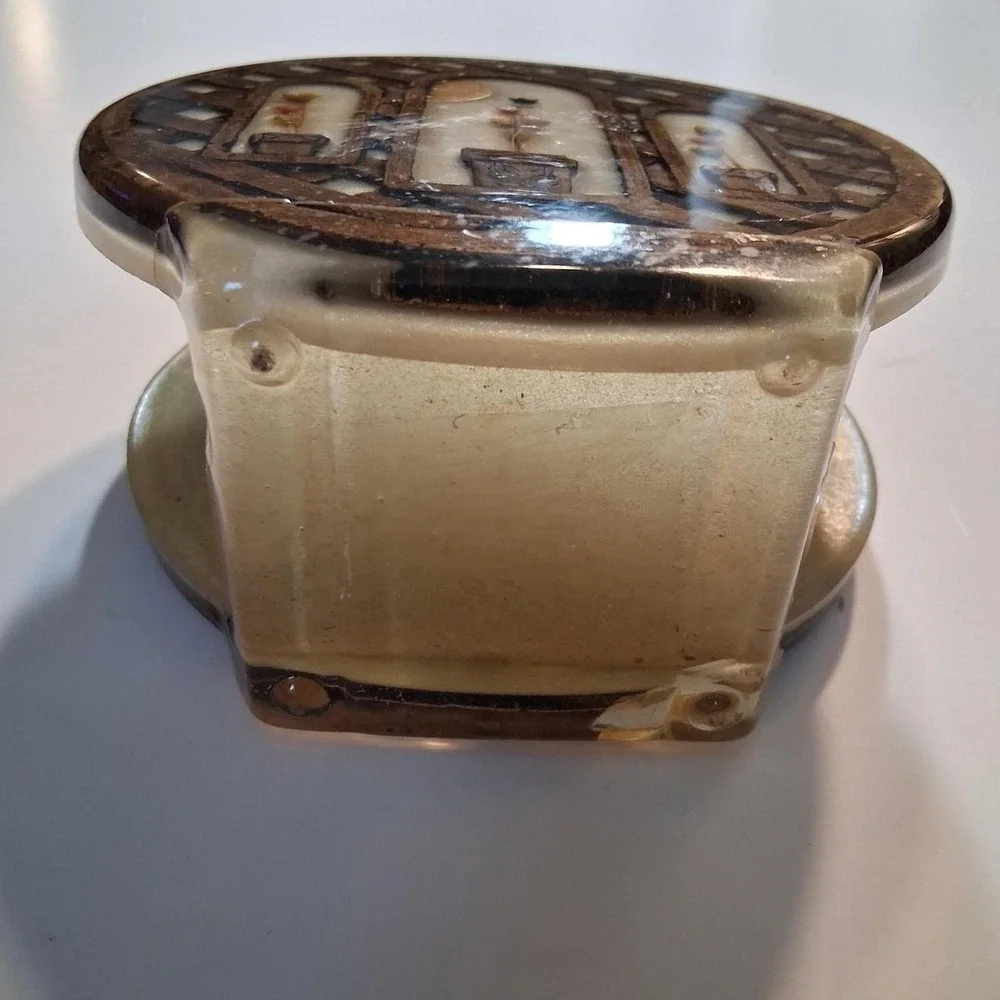 Vintage Resin Napkin Holder Dried Pressed Flowers 70s cottegecore